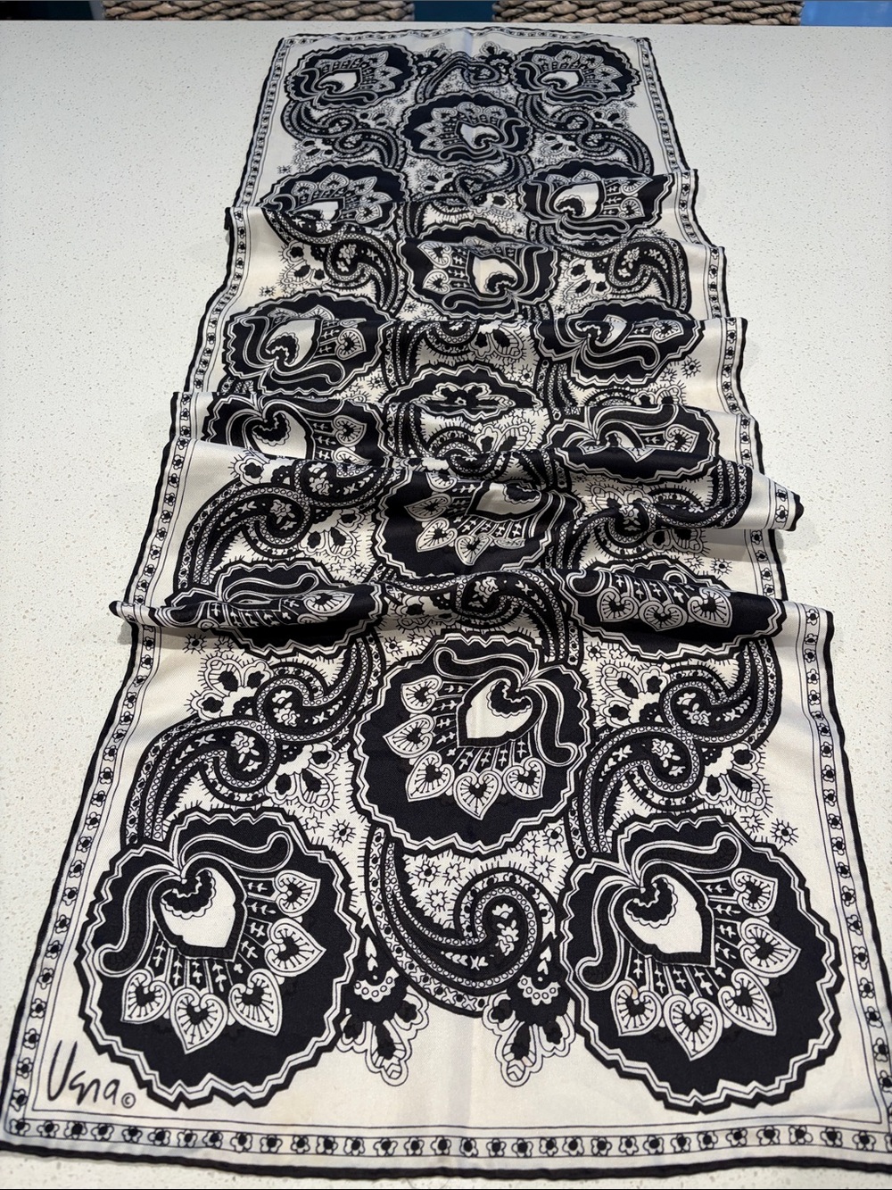 Vera - Black and Tan  Paisley Print Scarf